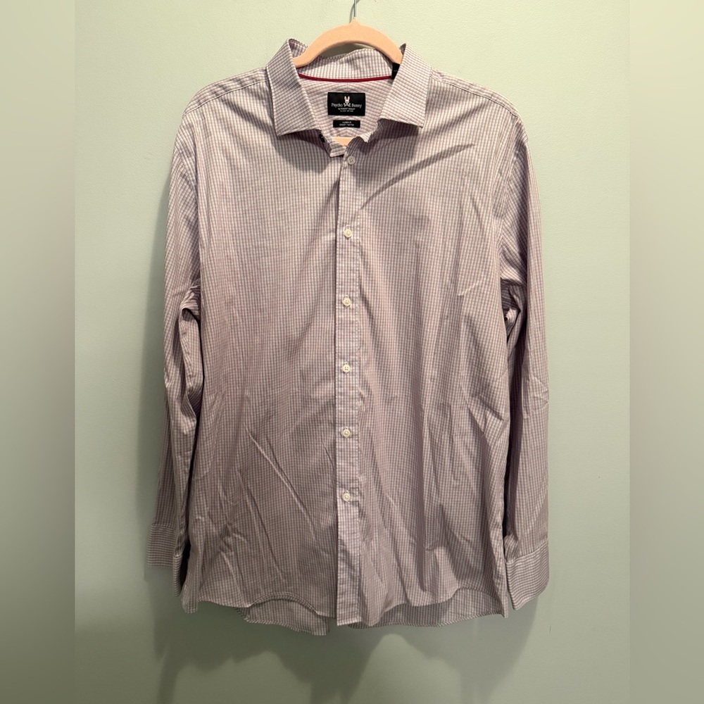 Psycho Bunny Purple Checkered Dress Shirt